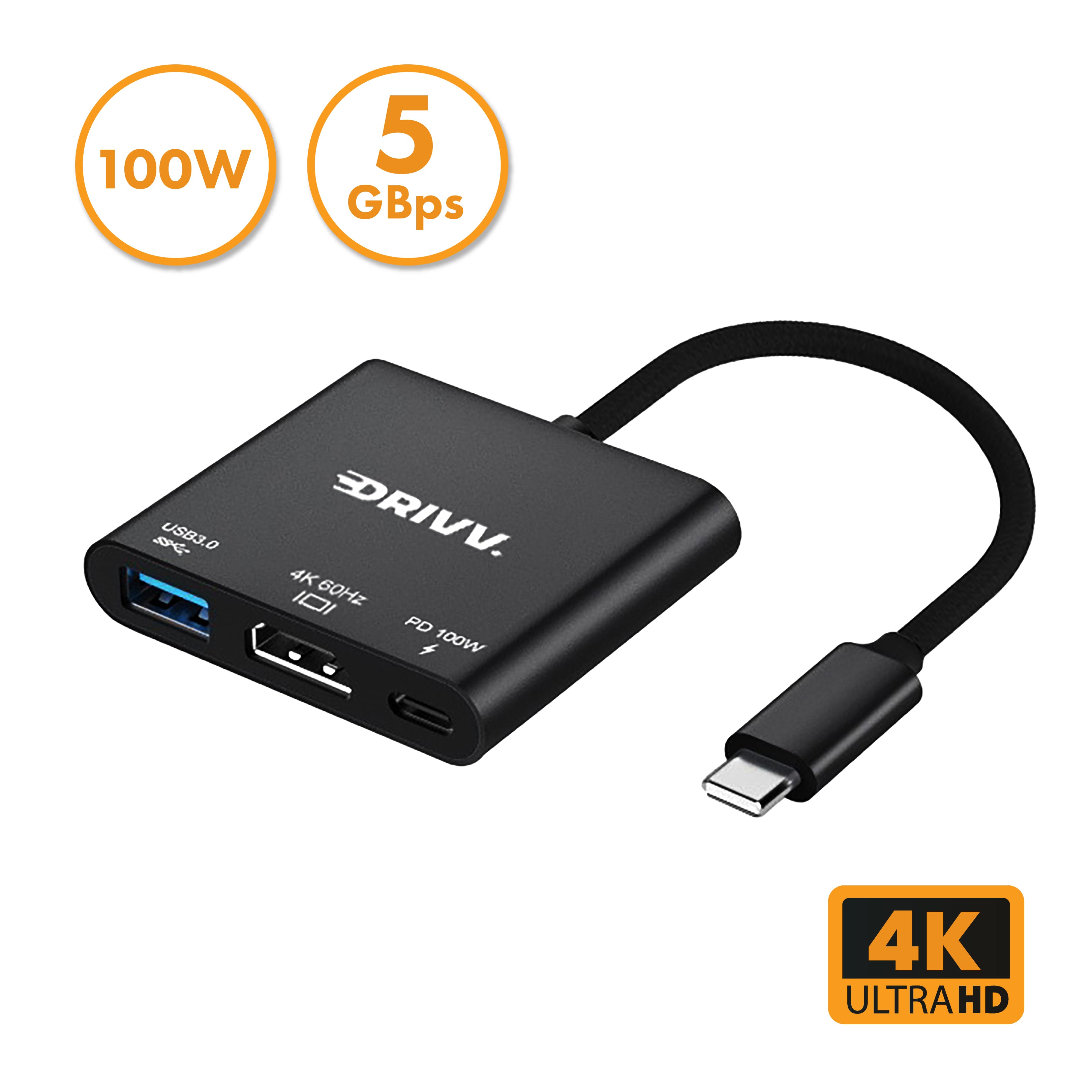 USB C naar HDMI Adapter 3 in 1 - 4K 60hz - USB 3.0