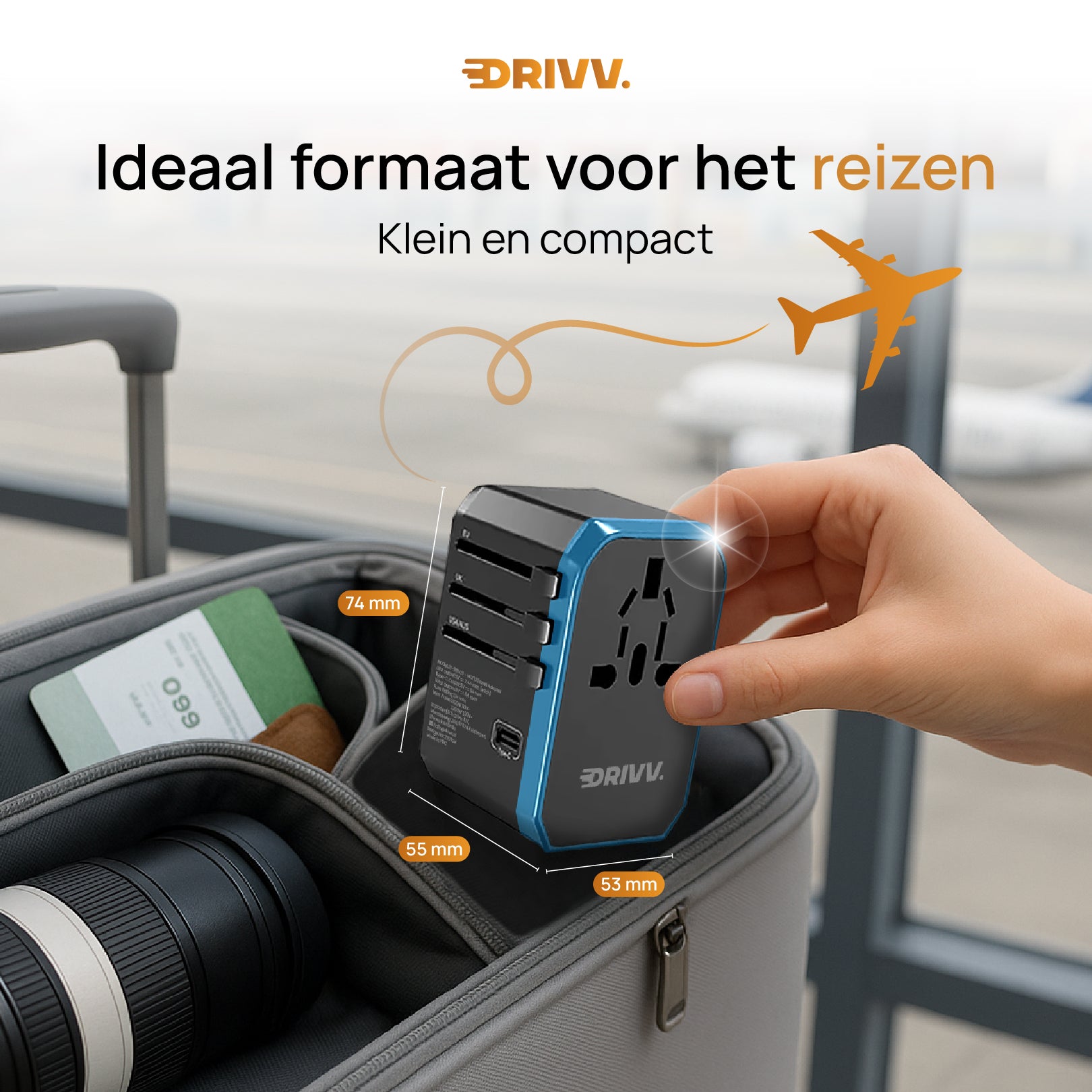 Universele Wereldstekker - 2x USB &amp; 3x USB C Fast Charge