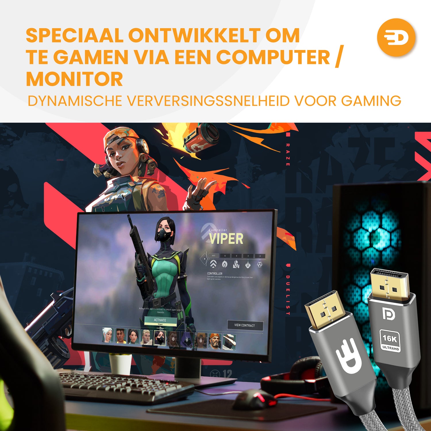 DisplayPort 2.1 Kabel – 16K 60Hz en 8K 120Hz voor maximale prestaties