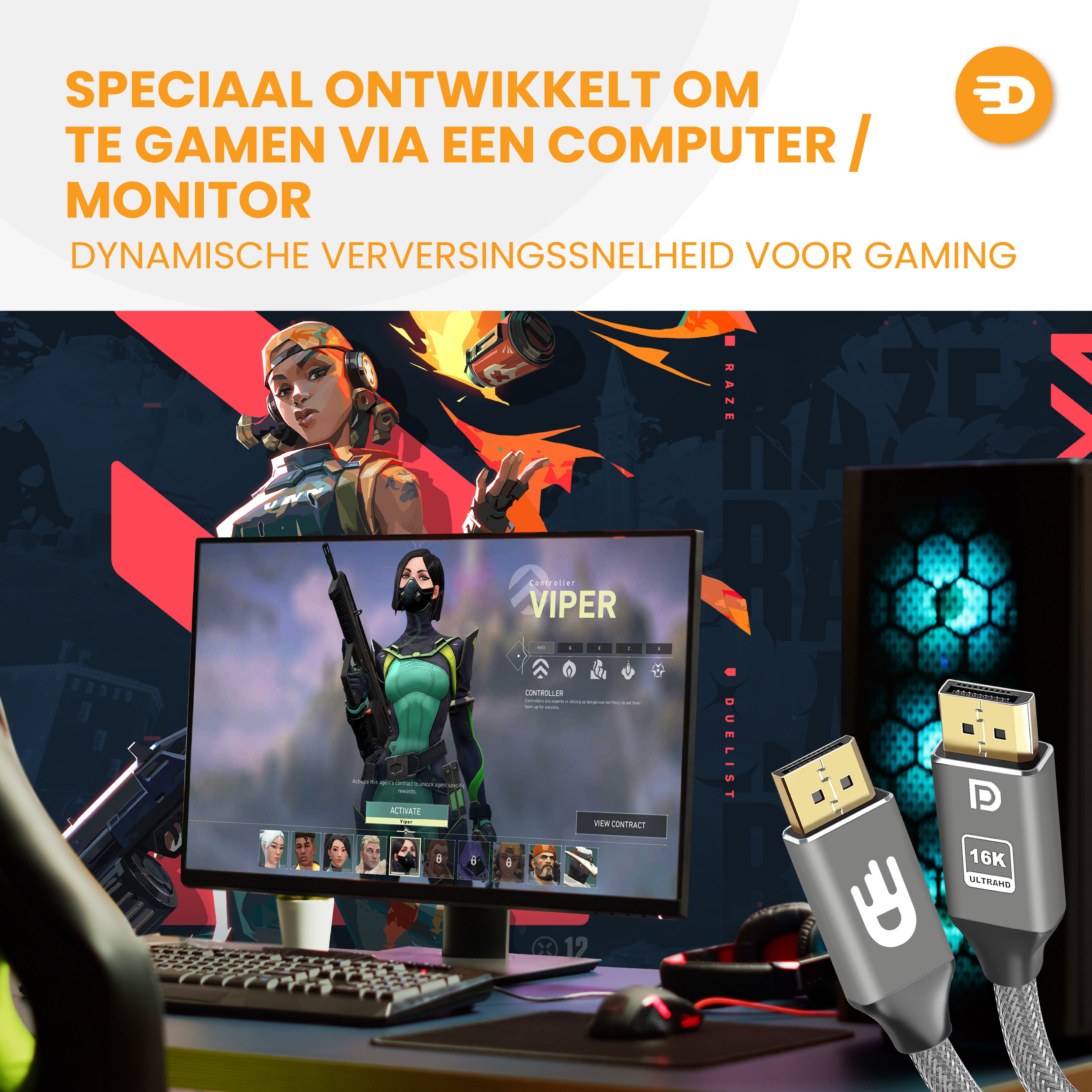 DisplayPort 2.1 Kabel – 16K 60Hz en 8K 120Hz voor maximale prestaties