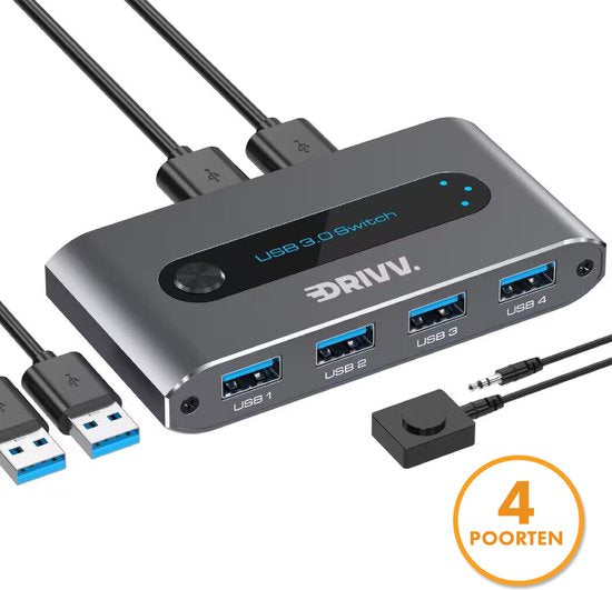 Premium USB 3.0 Switch Schakelaar - 4 USB Poorten