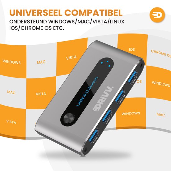 Premium USB 3.0 Switch Schakelaar - 4 USB Poorten