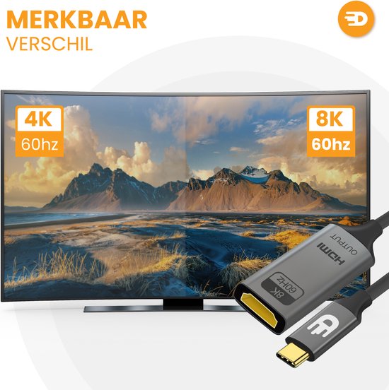 USB-C naar HDMI Adapter – Vloeiend 8K beeld en geluid