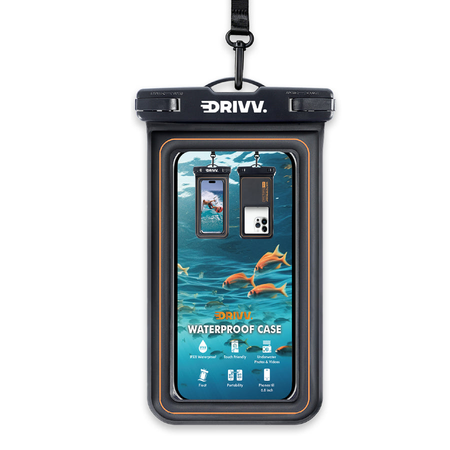 Waterdicht Telefoonhoesje – Blijft drijven en beschermt - Zwart - 6.5 inch
