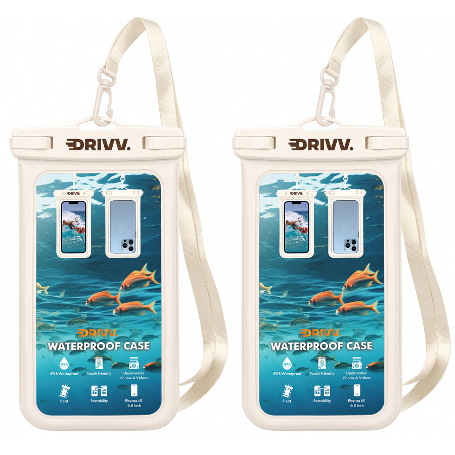 Waterdicht Telefoonhoesje 2 Pack – Bescherming voor wateractiviteiten - Beige