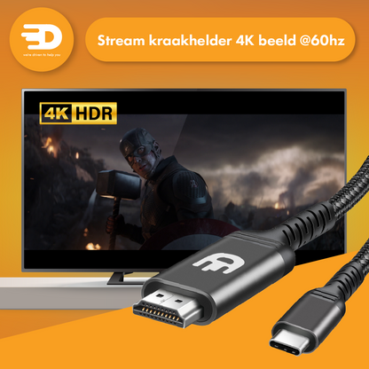 USB C naar HDMI Kabel - 4K 60Hz - 2 Meter