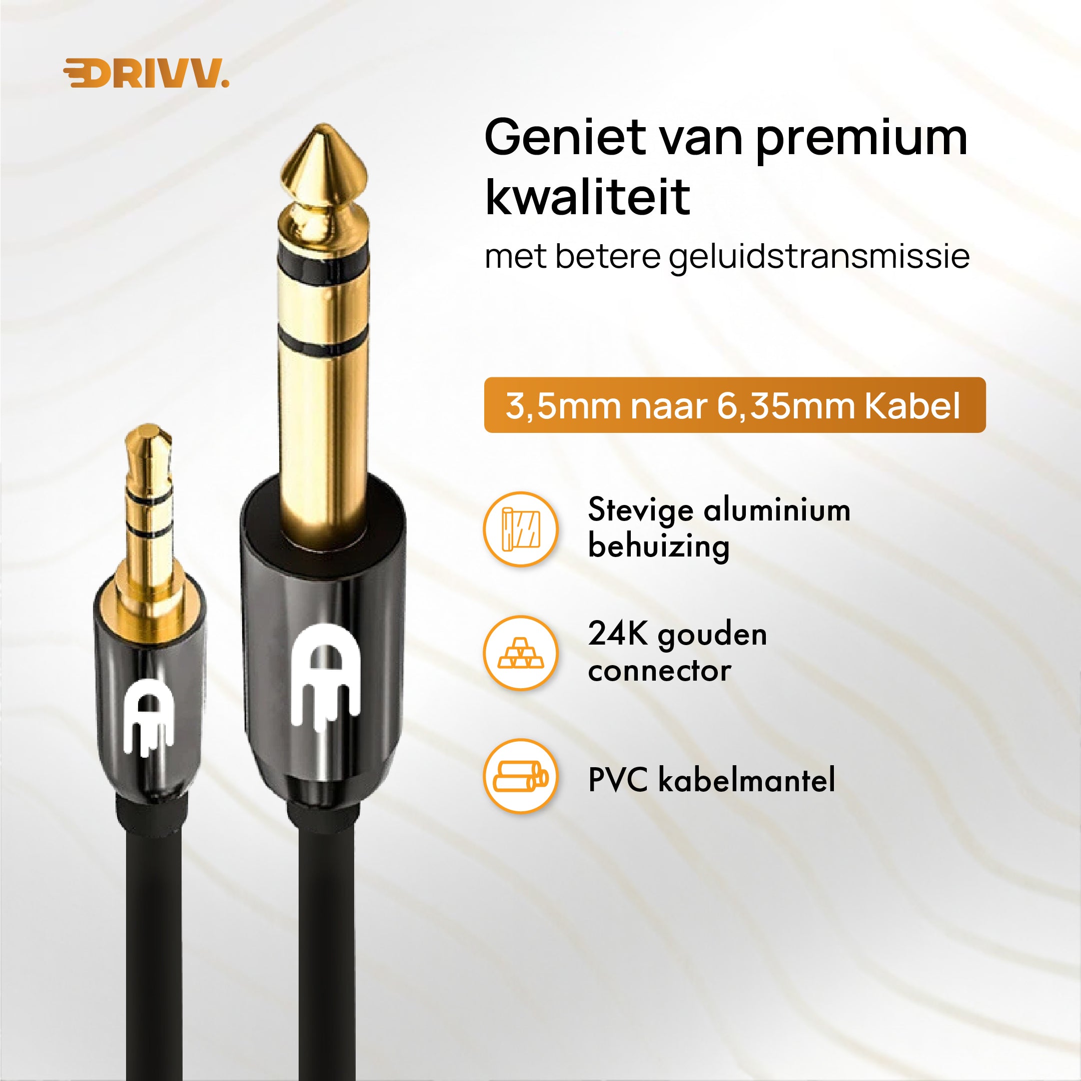 3,5 mm naar 6,35 mm Jack Kabel – Storingsvrij HiFi-geluid