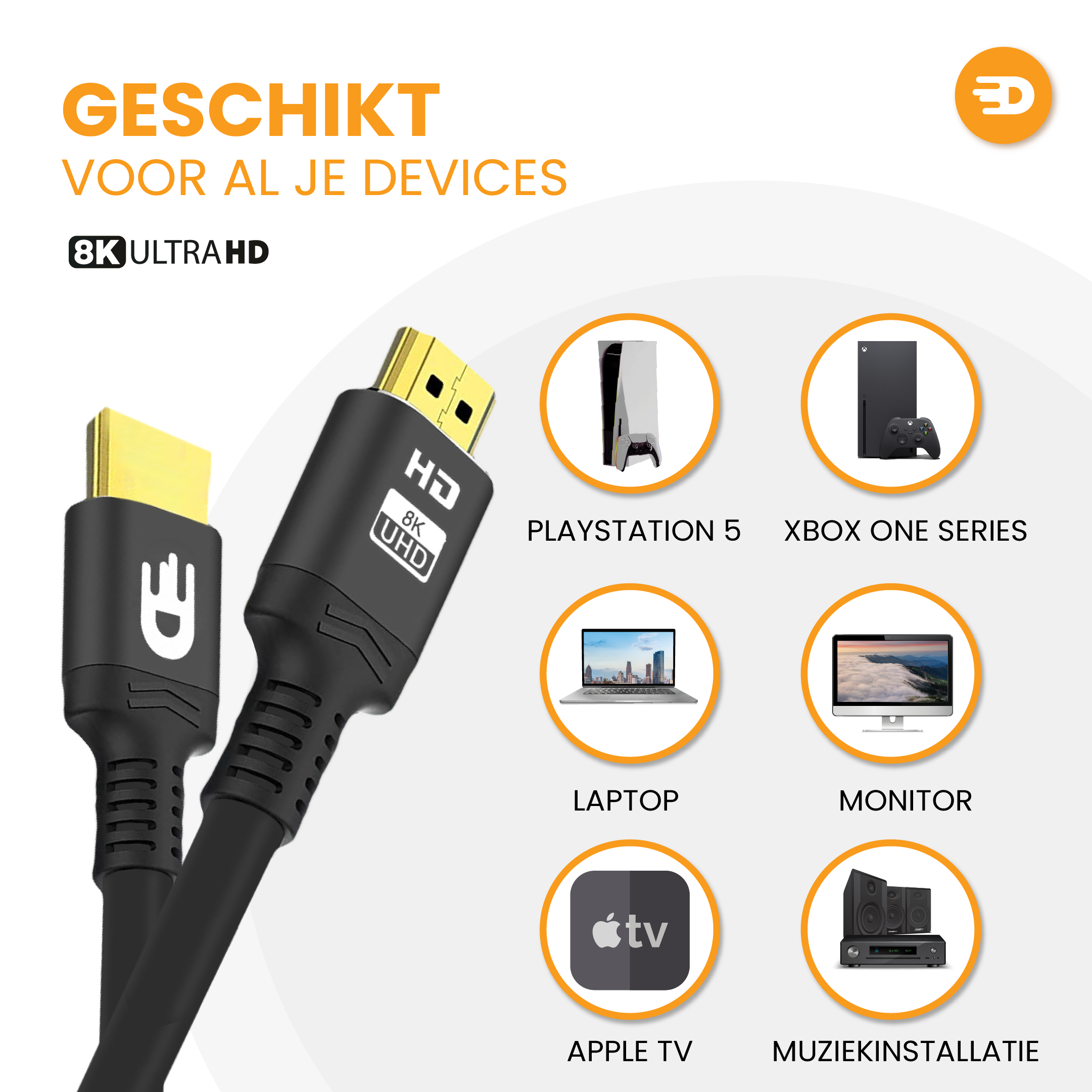 Premium HDMI Kabel 2.1 - Zwart