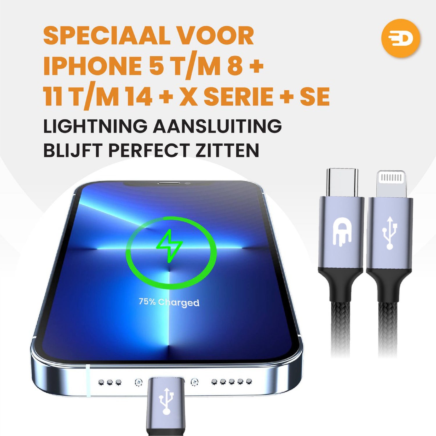 USB C naar Lightning Kabel