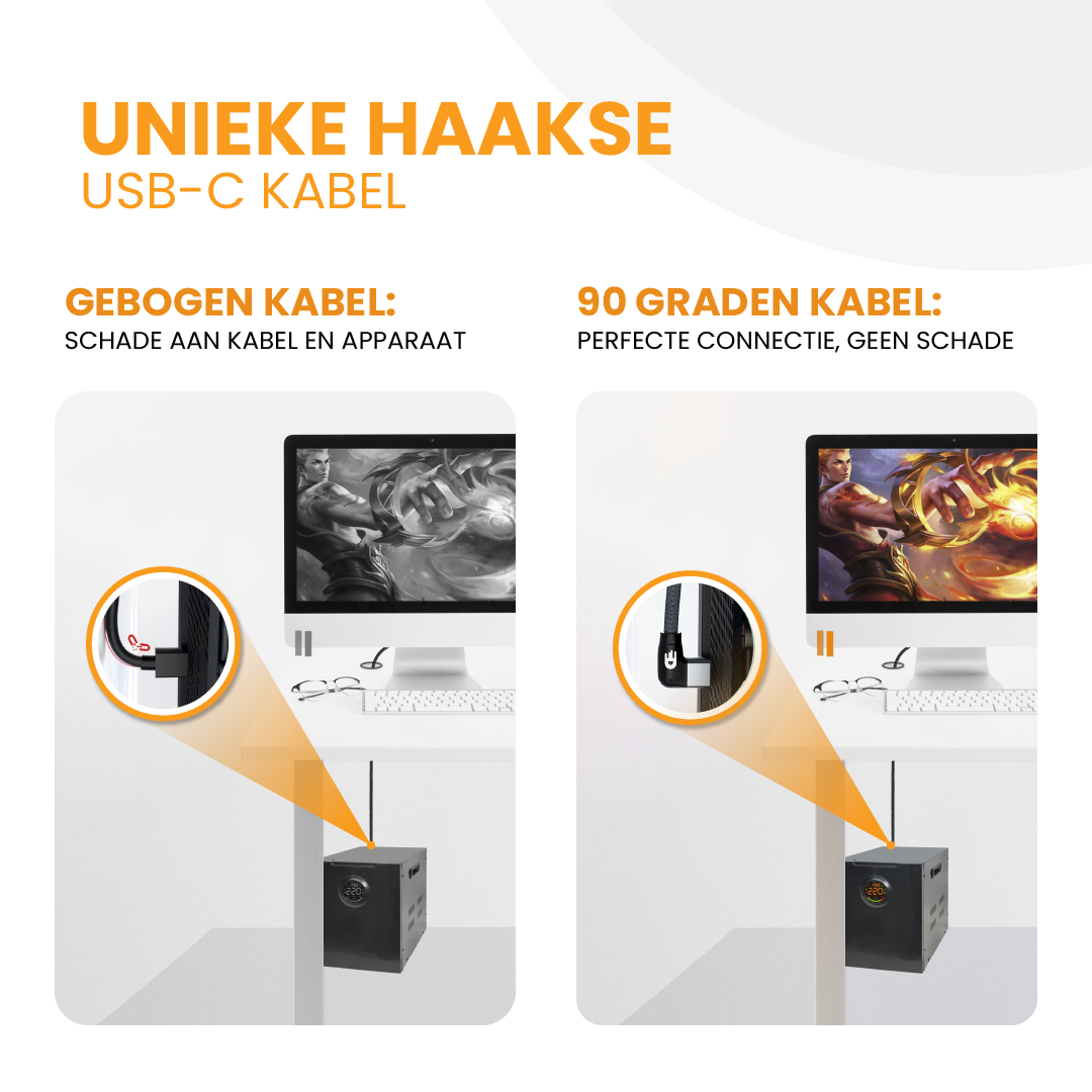 USB C naar USB Kabel - Haaks