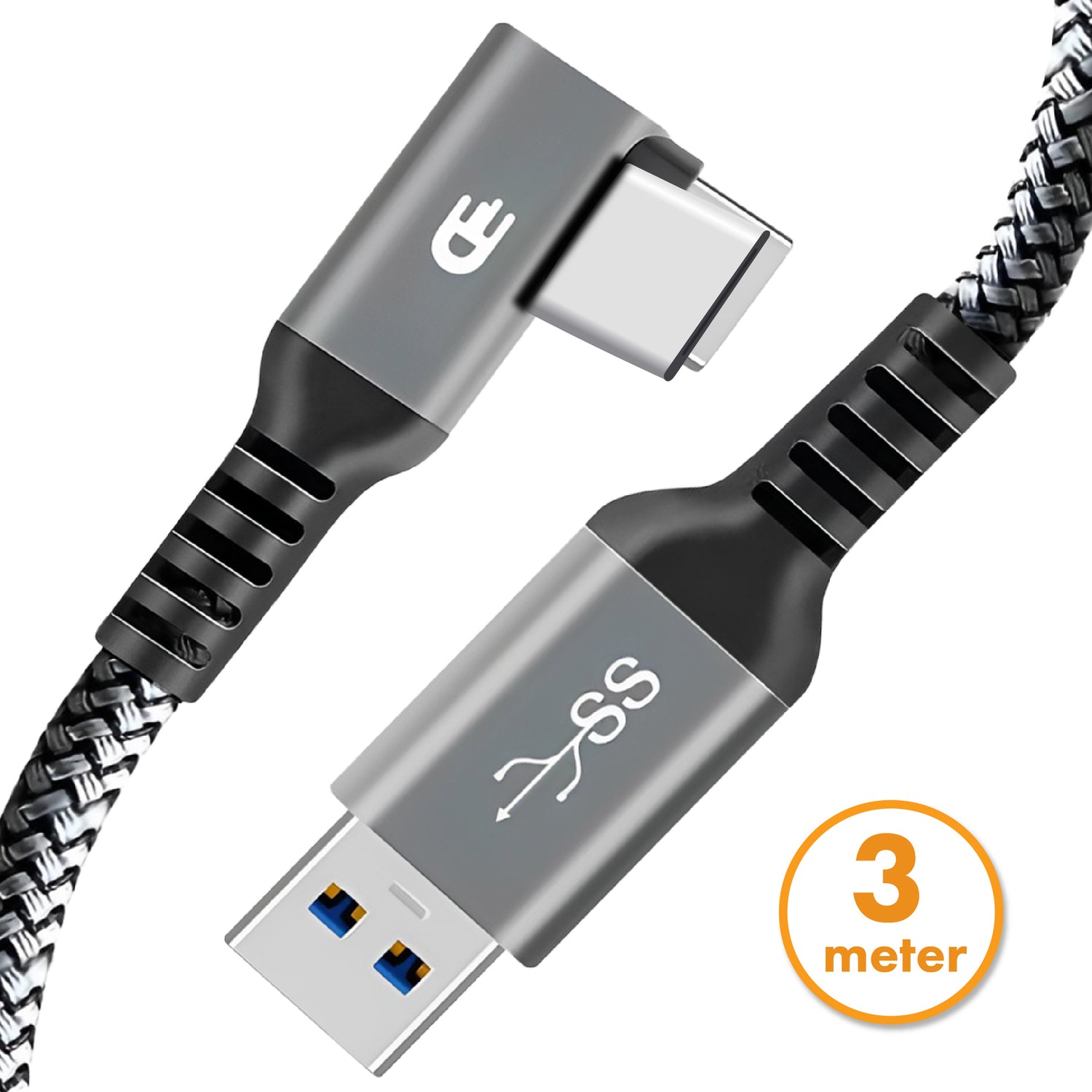 USB naar USB C Kabel - Haaks - USB 3.0