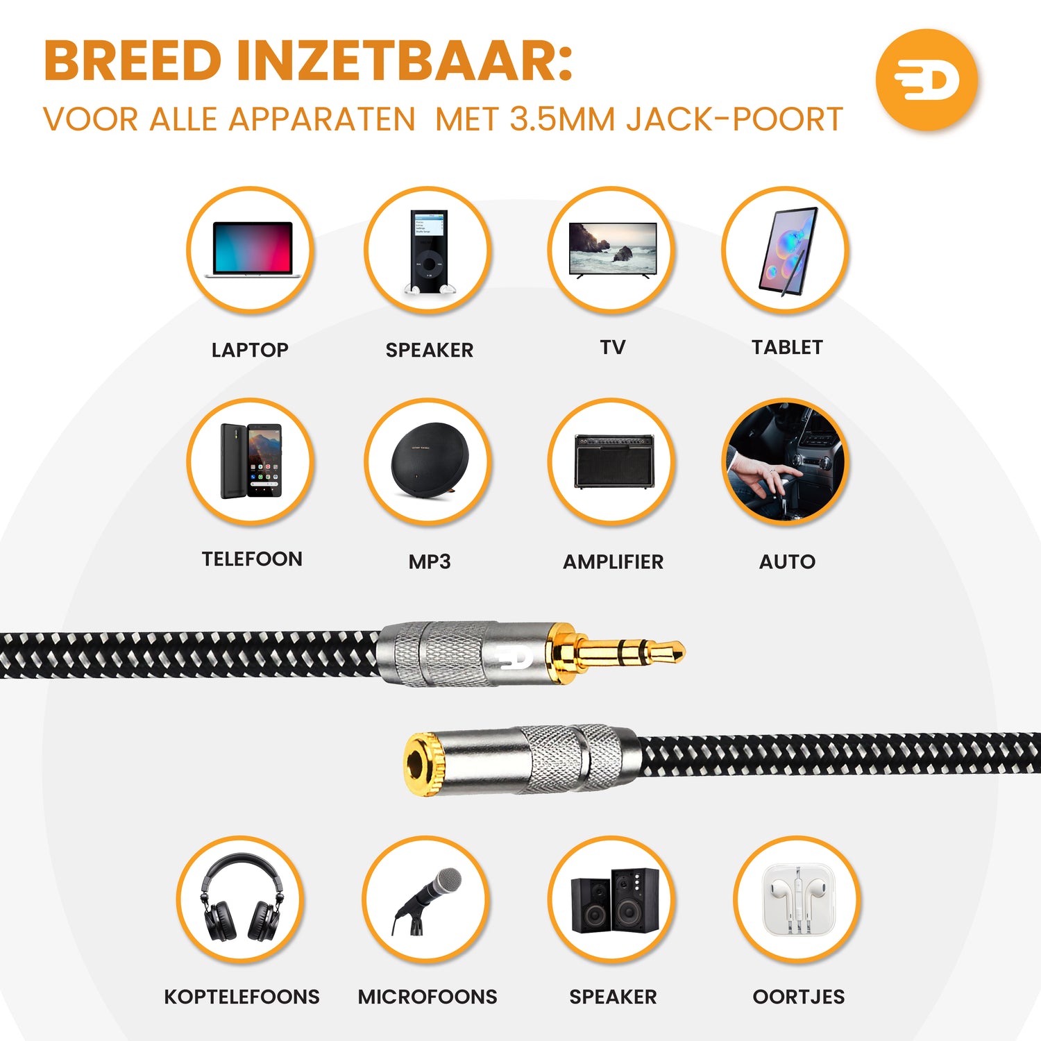 Premium AUX Verlengkabel - Jack 3.5 mm