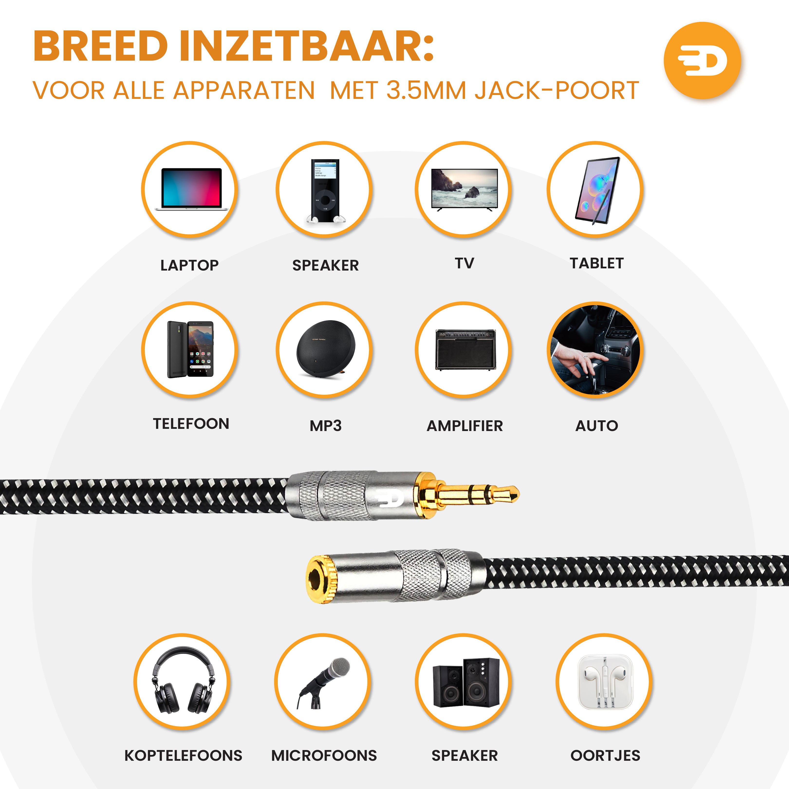 Premium AUX Verlengkabel - Jack 3.5 mm