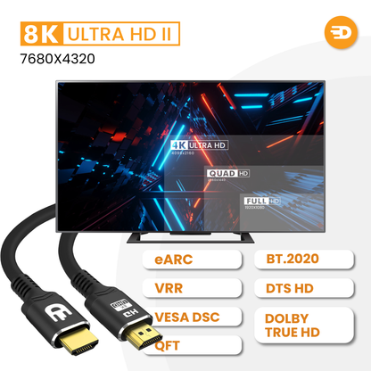 Premium HDMI Kabel 2.1 - UHD 8K - 4K 120hz - 2 meter