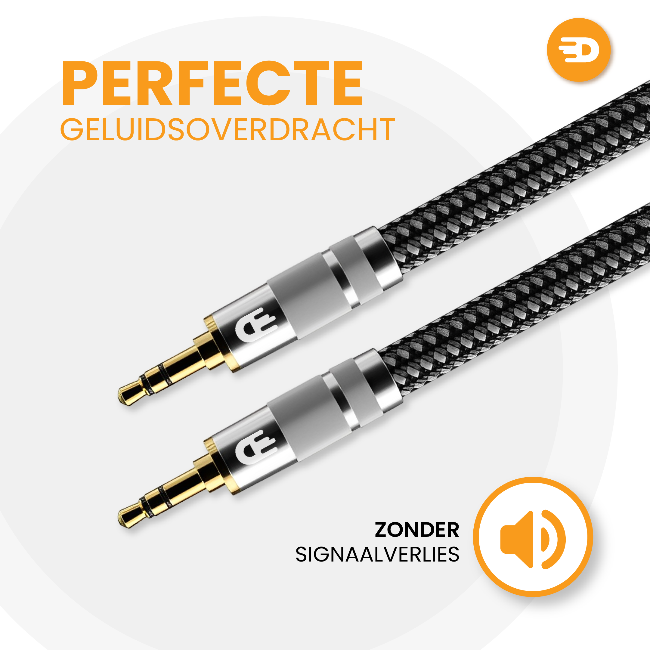 Premium AUX Kabel 3.5 mm - Nylon - Male to Male - 1 meter