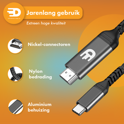 USB C naar HDMI Kabel - 4K 60Hz - 2 Meter