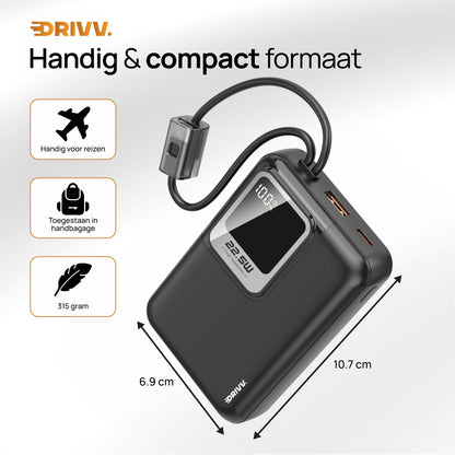 Powerbank 20.000 mAh – Met ingebouwde kabels en snelladen