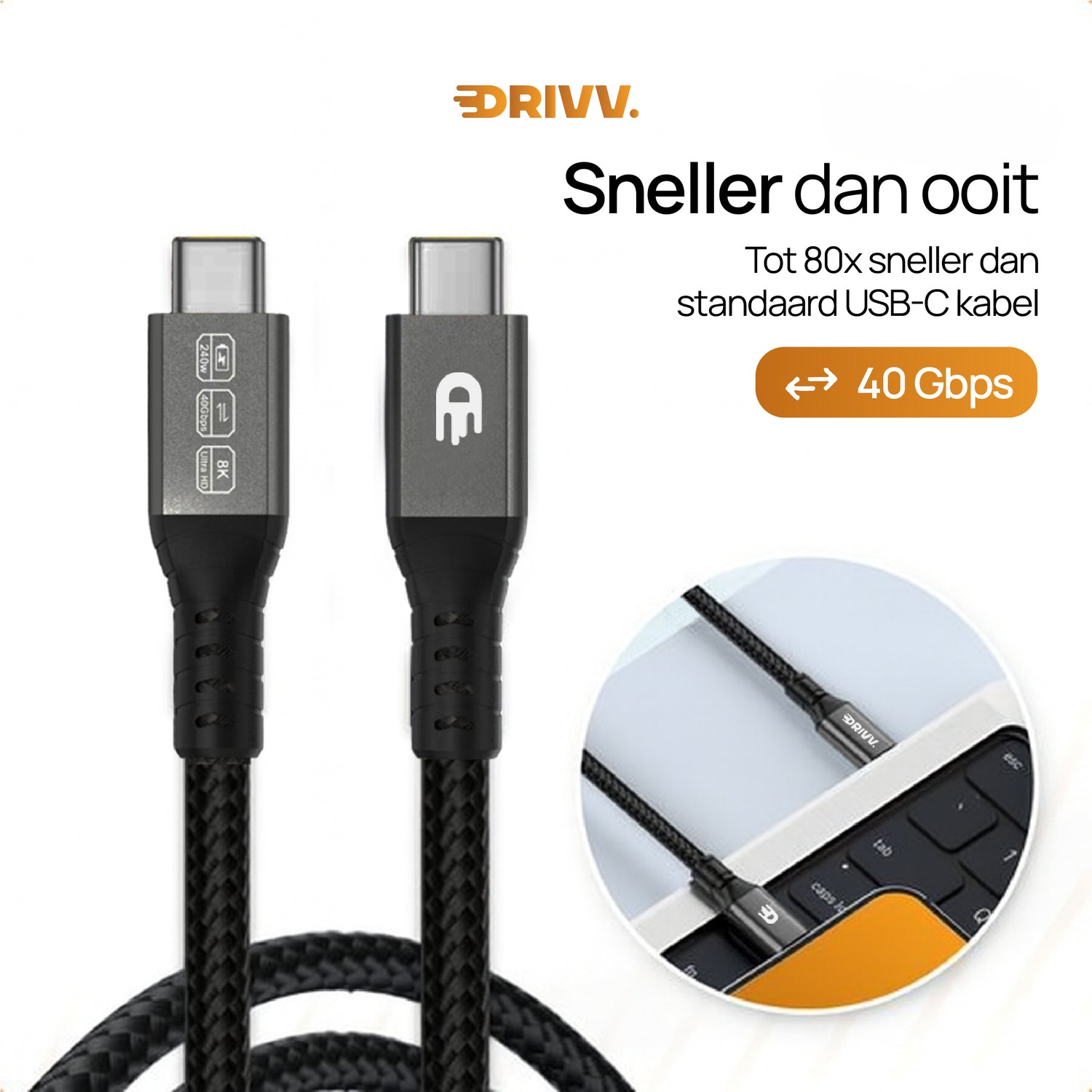 USB C naar USB C 4.0 Kabel