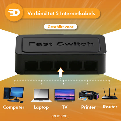 Netwerk Switch - 5 Poorten - Tot 1000Mbps