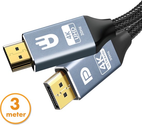 DisplayPort naar HDMI Kabel – Eenvoudige verbinding met 4K - 3 meter