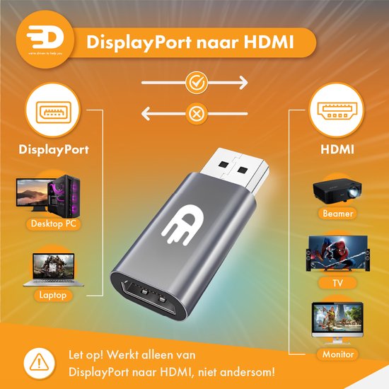 DisplayPort naar HDMI Adapter - 4K 30Hz