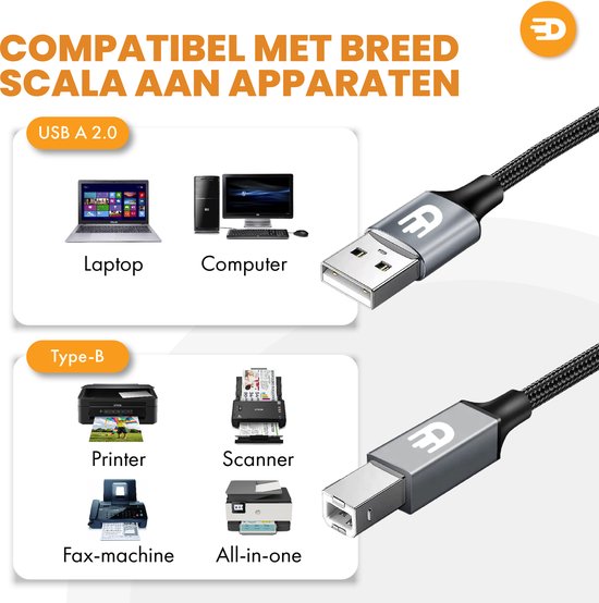 Premium Printerkabel - USB naar USB B Kabel