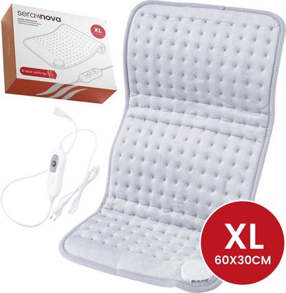 Seranova Elektrisch Warmtekussen voor Rug, Voeten, Nek, Schouders, Buik - Heating Pad - Verwarmingskussen - Wasmachine - 60x30cm - Lichtgrijs