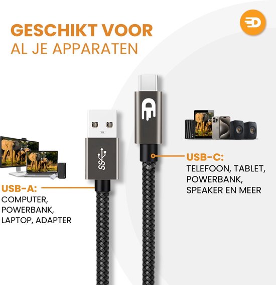 USB naar USB C Kabel - USB 3.0