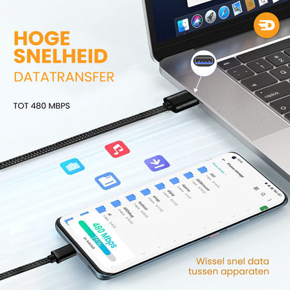 USB A naar USB C Kabel - USB 3.0