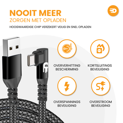 USB C naar USB Kabel - Haaks