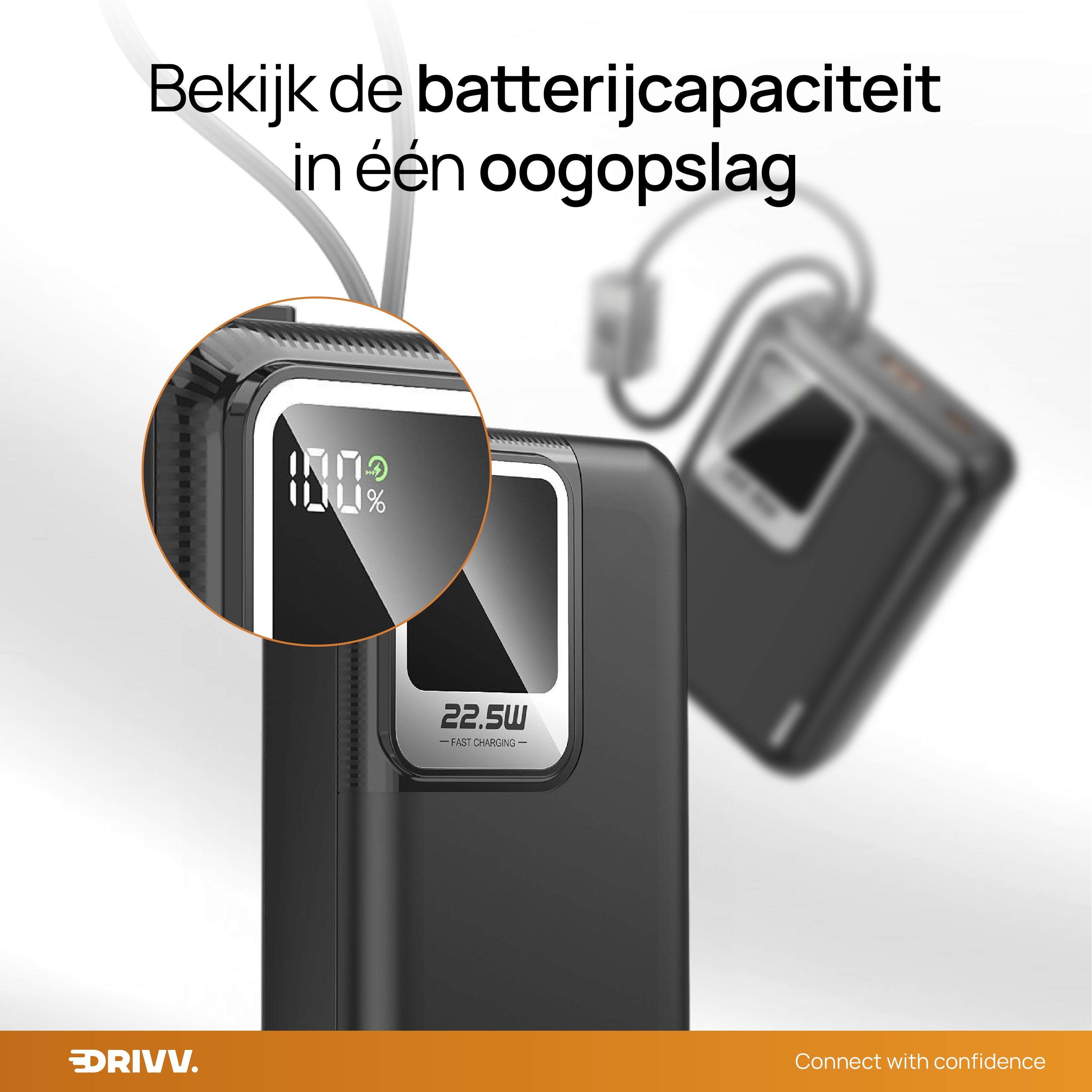 Powerbank 20.000 mAh – Met ingebouwde kabels en snelladen