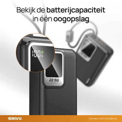 Powerbank 20.000 mAh – Met ingebouwde kabels en snelladen