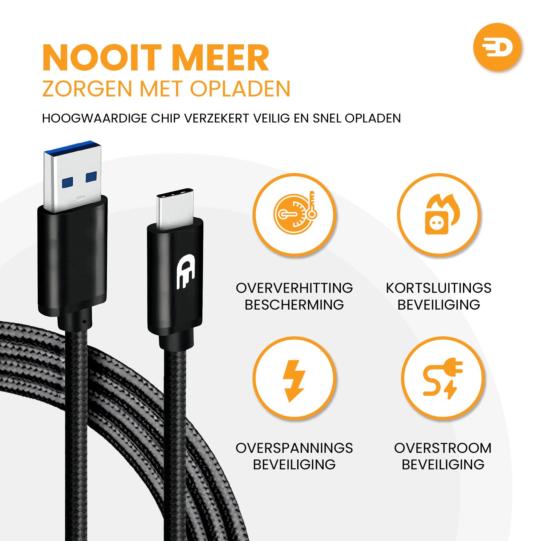 USB A naar USB C Kabel - USB 3.0