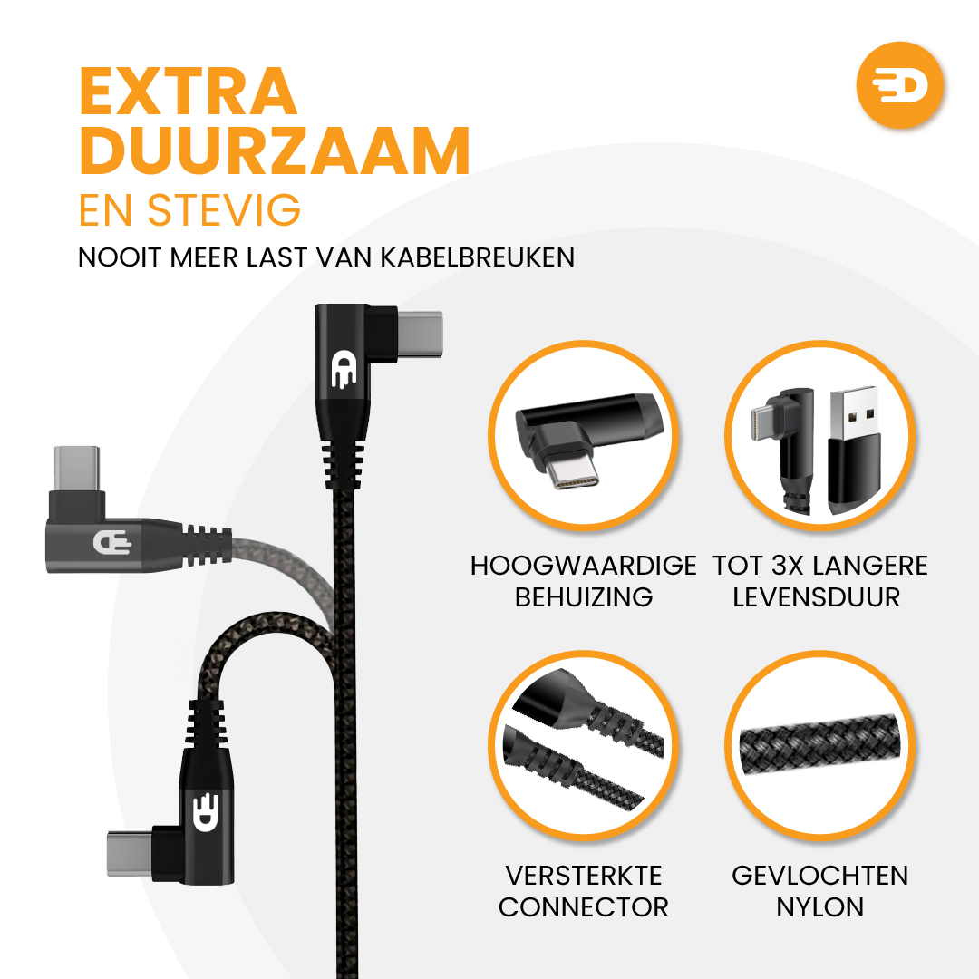 USB C naar USB Kabel - Haaks