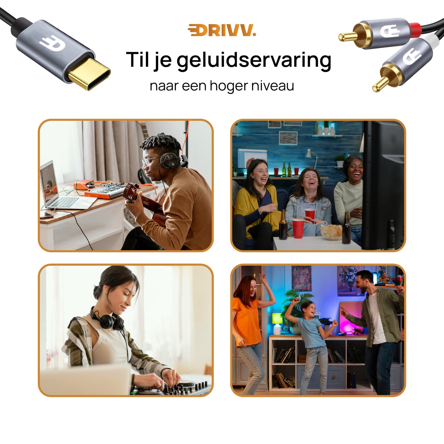 USB C naar 2RCA Kabel