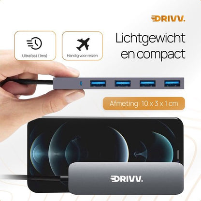 USB C Hub met 4 USB 3.0 Poorten