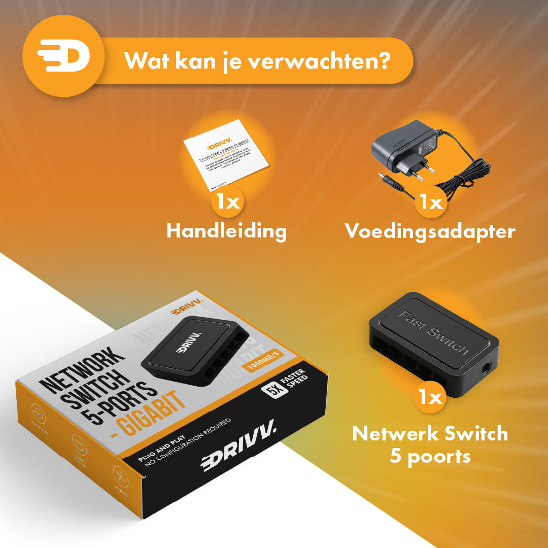 Netwerk Switch - 5 Poorten - Tot 1000Mbps