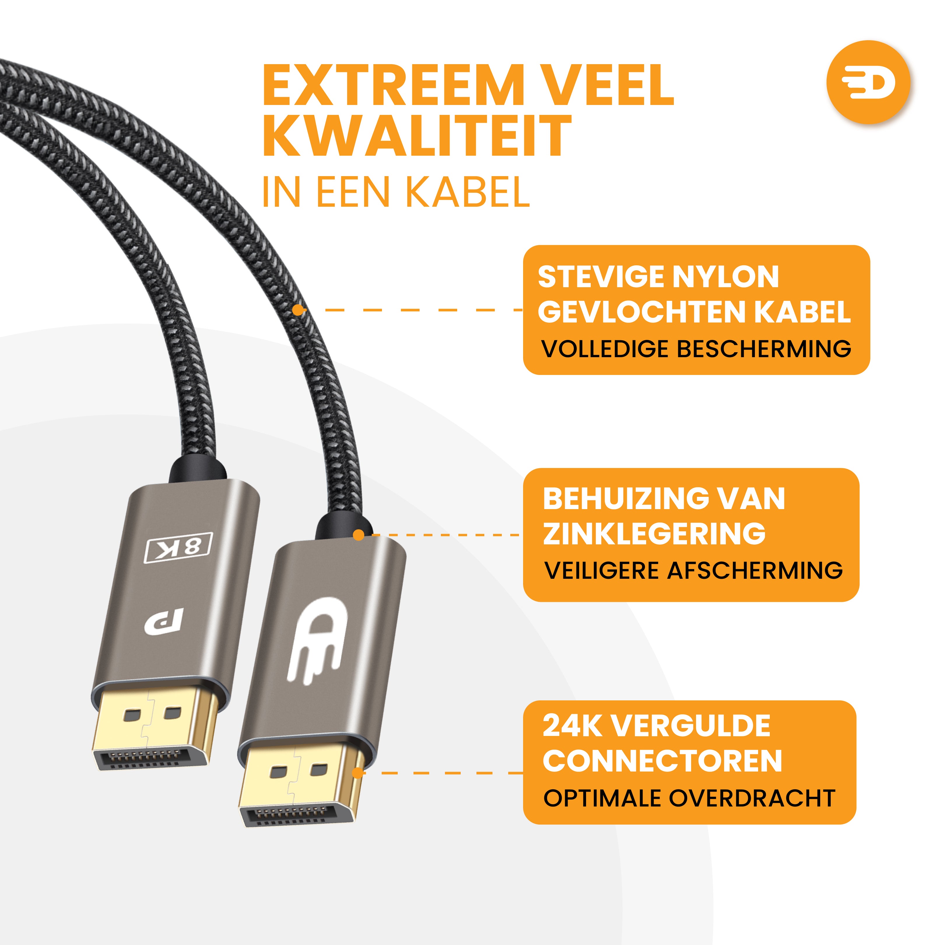 DisplayPort 1.4 Kabel - Modern grey