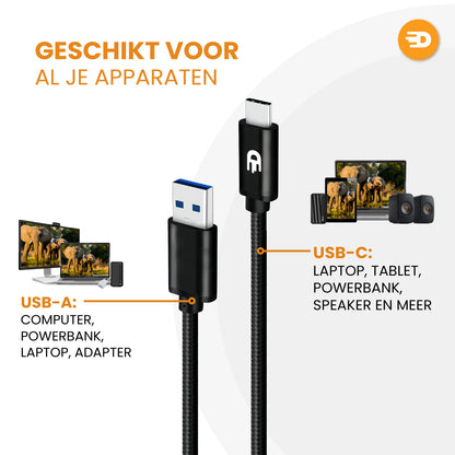 USB A naar USB C Kabel - USB 3.0