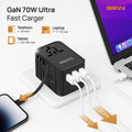 Universele Wereldstekker 70W GaN – Met USB-C Kabel 2