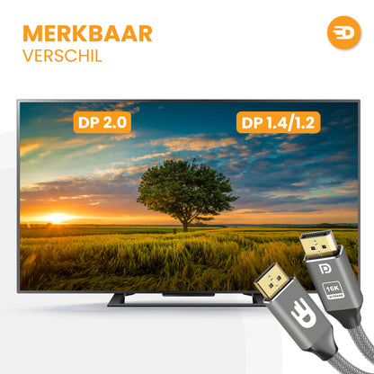 DisplayPort 2.1 Kabel – 16K 60Hz en 8K 120Hz voor maximale prestaties