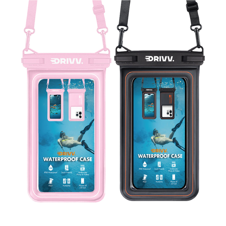 Waterdicht Telefoonhoesje – Blijft drijven en beschermt - Zwart & Roze