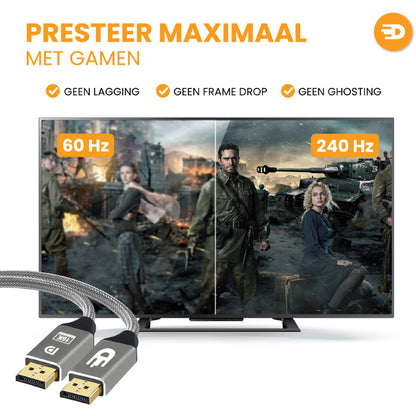 DisplayPort 2.1 Kabel – 16K 60Hz en 8K 120Hz voor maximale prestaties