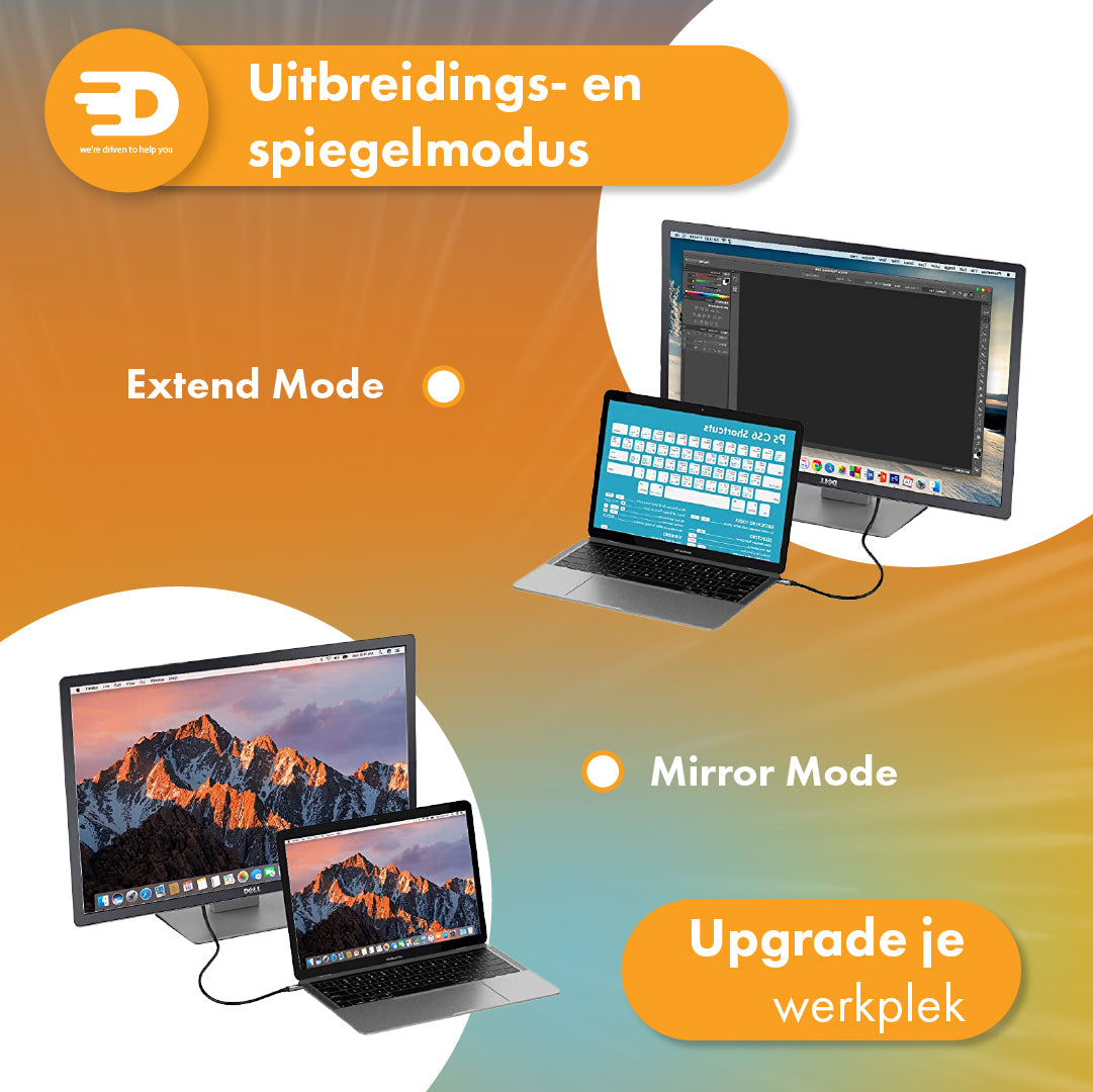 USB C naar DisplayPort Kabel - 4K 120Hz - 8K 60Hz