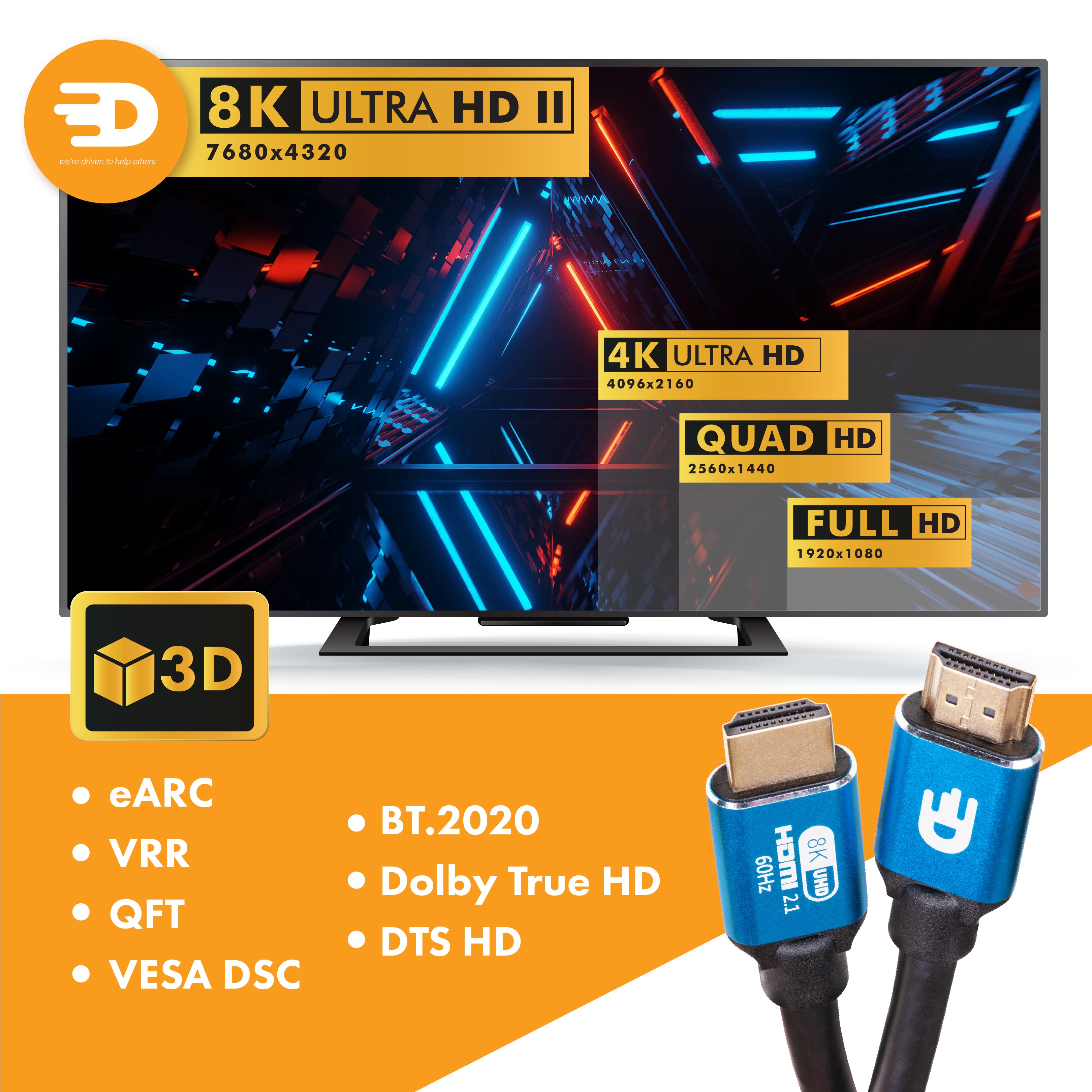 Premium HDMI Kabel 2.1 - Ultra HD 8K - 4K 120hz - 5 meter