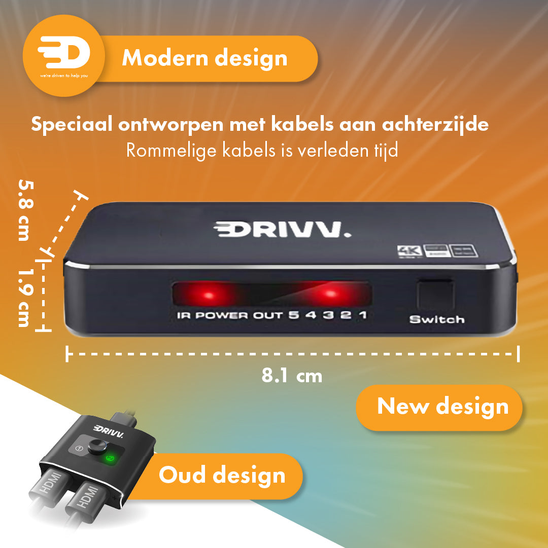 HDMI Switch - 5 in 1 uit - 4K 60Hz