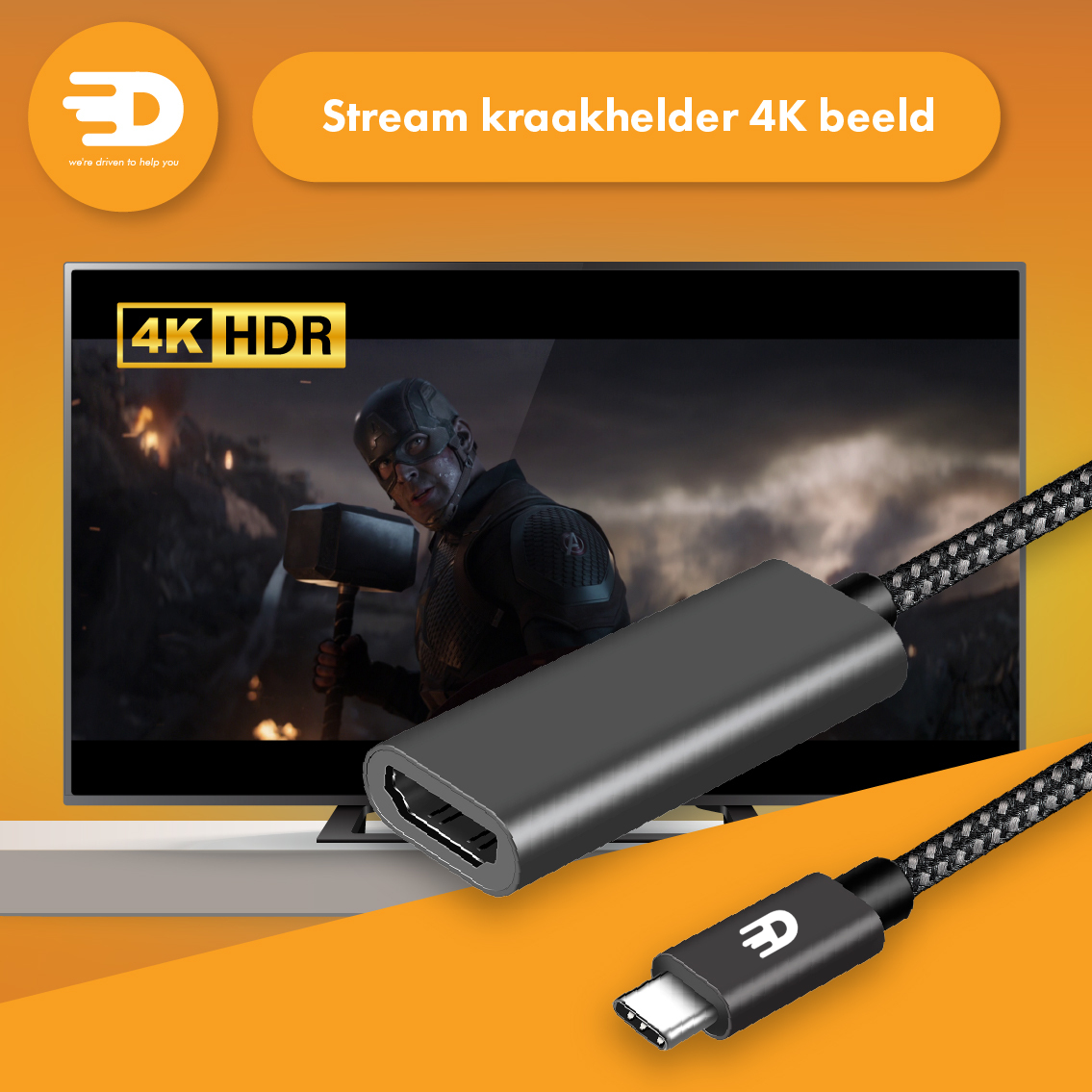 USB C naar HDMI Adapter - 4K 60Hz - Nylon