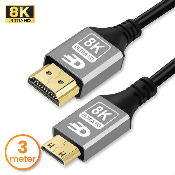 Mini HDMI naar HDMI Kabel – Eenvoudig aansluiten op beeldschermen - 3 meter