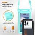 Waterdicht Telefoonhoesje – Blijft drijven en beschermt - Zwart & Cyaan 3