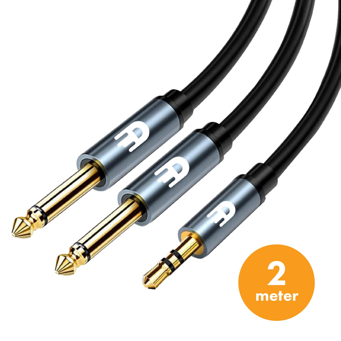 3,5 mm naar dual 6,35 mm Kabel – Voor heldere audio-overdracht - 2 meter
